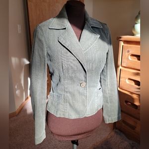 Nine West Jean Jacket, Women's size 6 100% cotton, Green